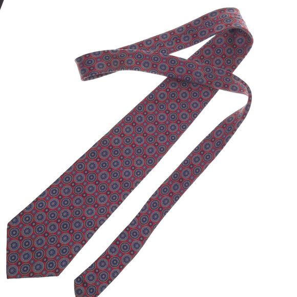 Vintage Brooks Brothers SILK Mens Tie Red Blue Geometric Medallion Pattern USA - Picture 3 of 6